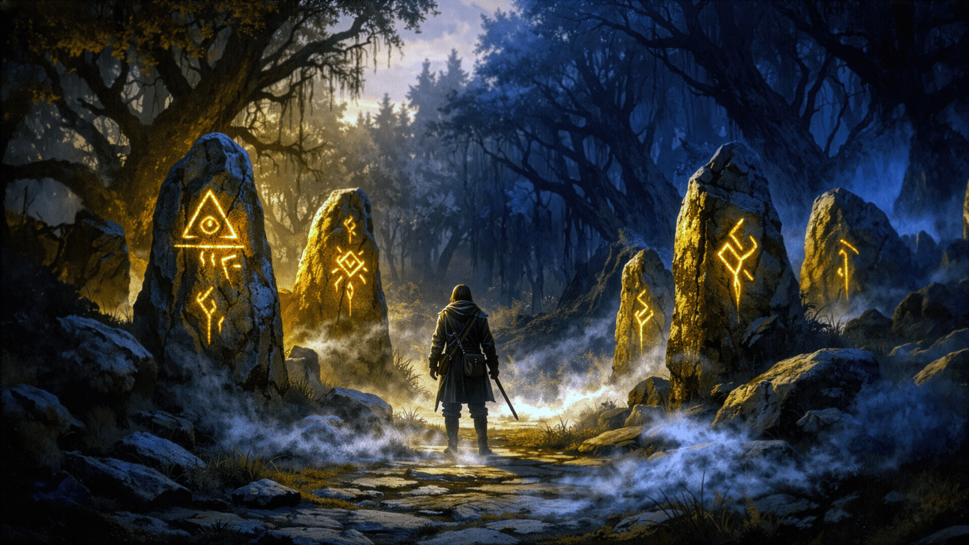 Ancient standing stones humming with residual divine power