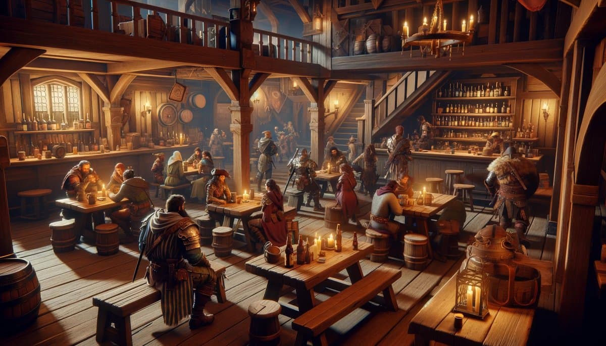 A bustling tavern in the harbour district — home to deals and dangers