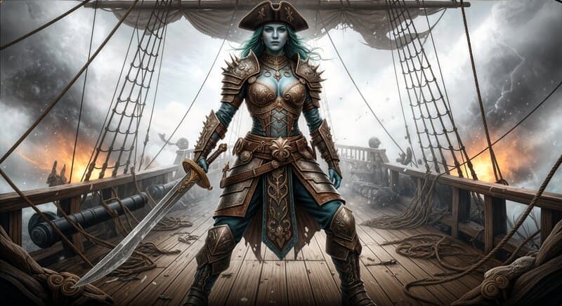 The fashion of Scuttle Cove — salt-stained leather, stolen finery, and functional menace