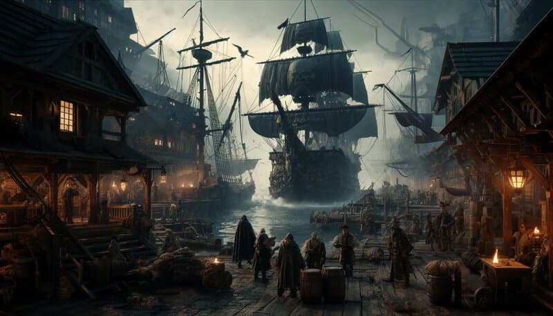 Smuggling operations in Scuttle Cove — contraband moves through hidden channels